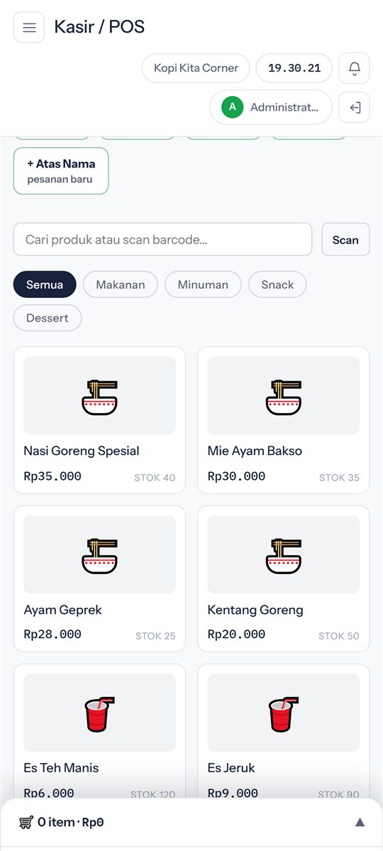 Kasir dan meja